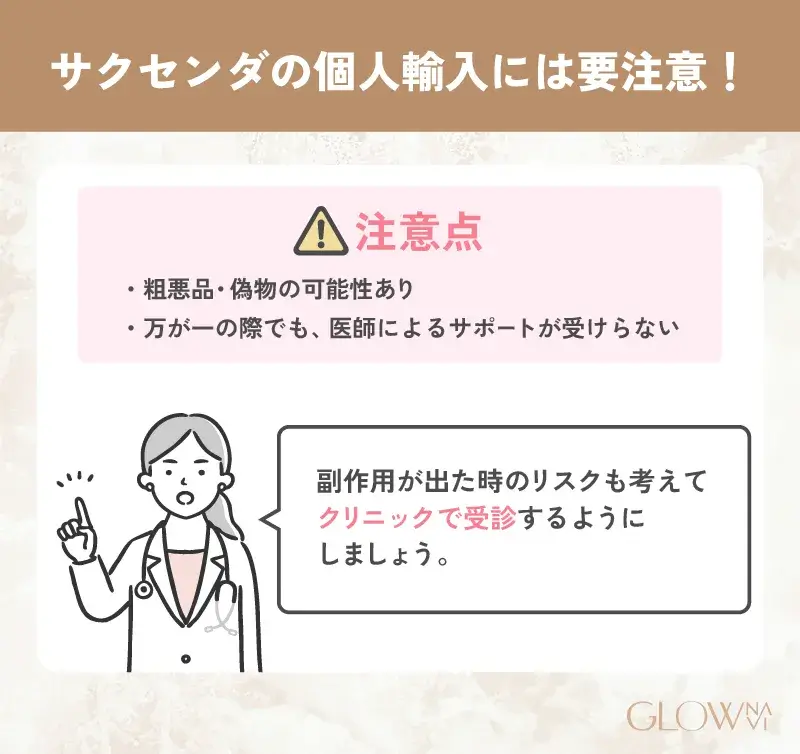  サクセンダの個人輸入には要注意！