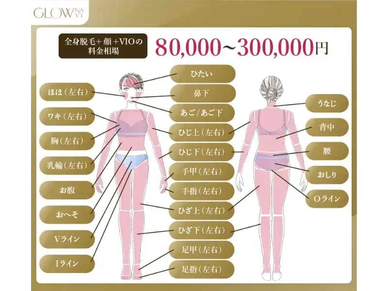全身脱毛＋顔＋VIOの料金相場　解説画像